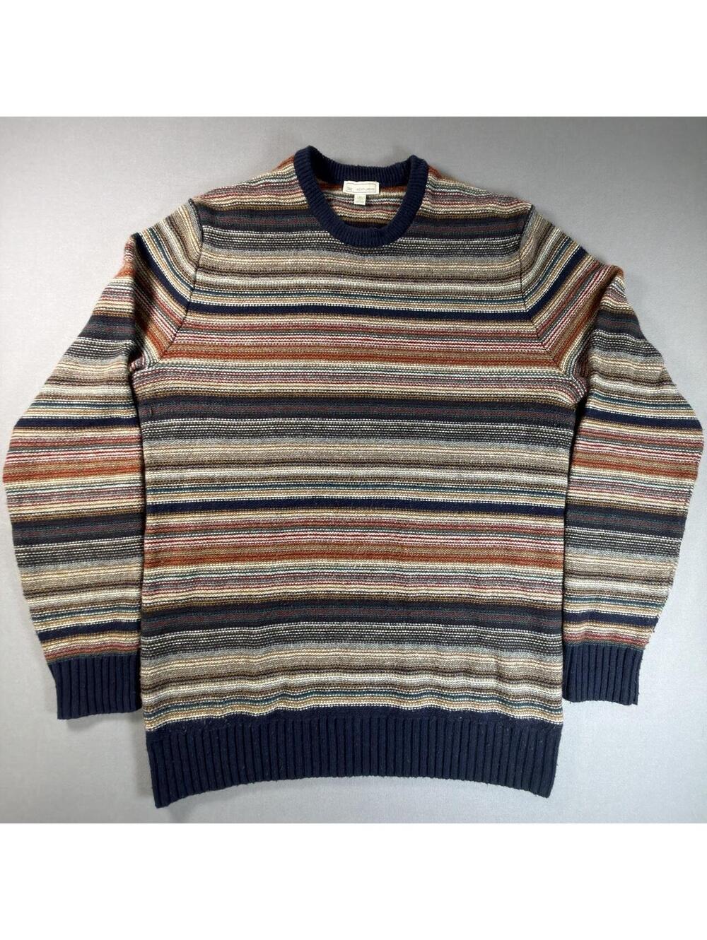 VTG GAP Lambswool Striped Sweater Mens Large Tall Earth Tone Preppy Knit